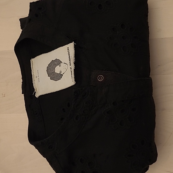 EUC Patrick Robinson for Target Cotton Black Eyelet Detail Blouse with Pockets - Picture 14 of 15